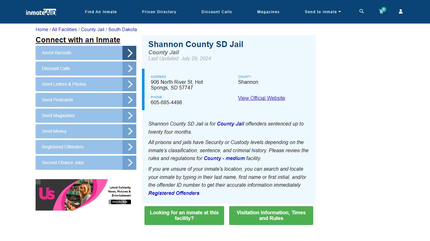 Shannon County SD Jail - Inmate Locator