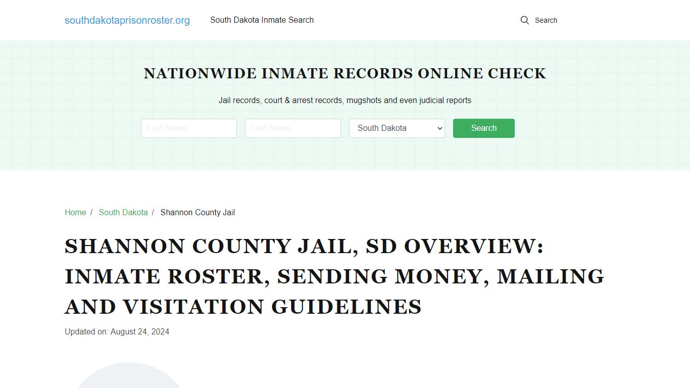 Shannon County Jail, SD: Offender Search, Visitation & Contact Info